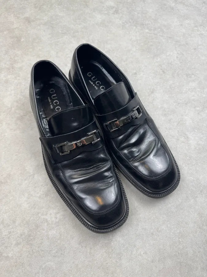 2000s Gucci Black Leather Horsebit Loafer Shoes by Tom Ford GFzWZrE 5