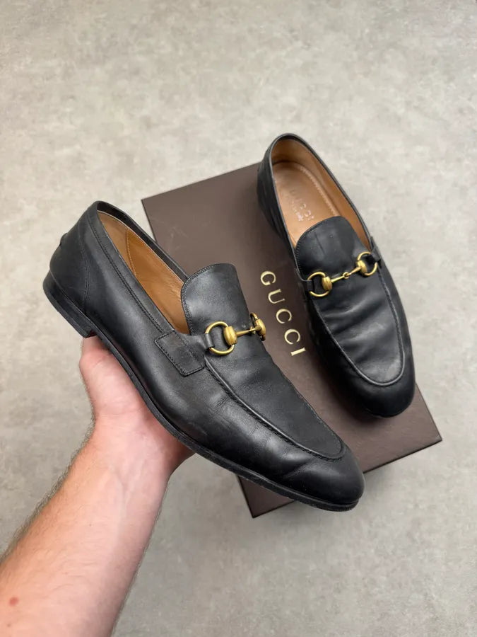 Gucci Black Leather Horsebit Jordaan Loafer Shoes zXrgEtp 0