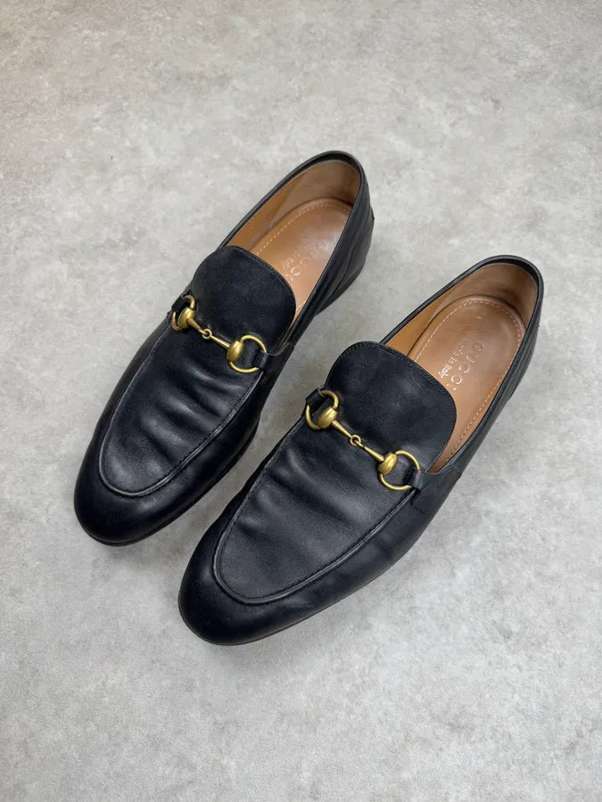 Gucci Black Leather Horsebit Jordaan Loafer Shoes zXrgEtp 1