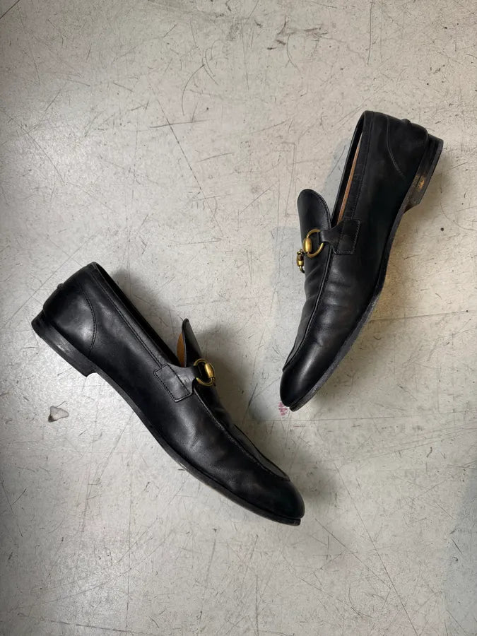Gucci Black Leather Horsebit Jordaan Loafer Shoes zXrgEtp 3