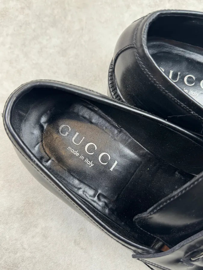 2000s Gucci Black Leather Horsebit Loafer Shoes by Tom Ford GFzWZrE 6
