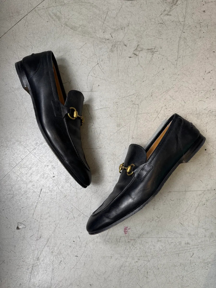 Gucci Black Leather Horsebit Jordaan Loafer Shoes zXrgEtp 2