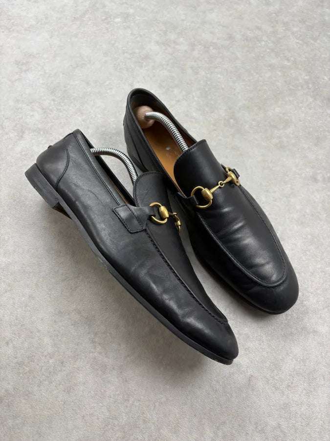 Gucci Black Leather Horsebit Loafers rPUmyDU 4