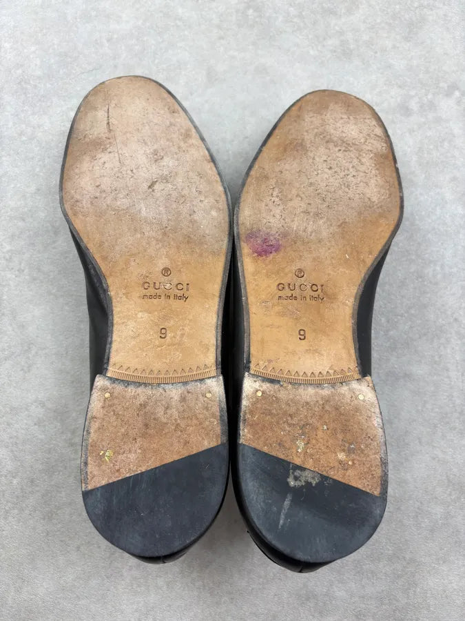 Gucci Black Leather Horsebit Loafers rPUmyDU 7