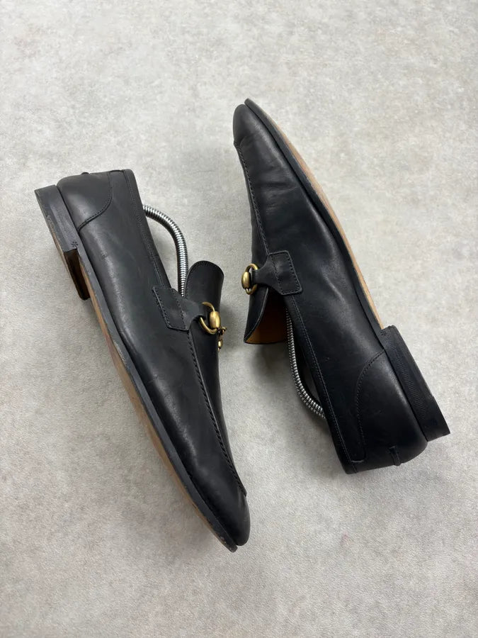 Gucci Black Leather Horsebit Loafers rPUmyDU 5