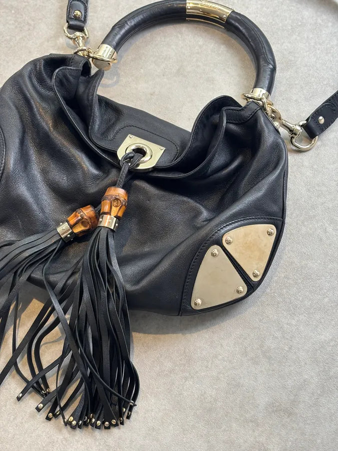 SS2008 Gucci Black Indy Leather Handle Bag by Frida Giannini ursgYrf 4