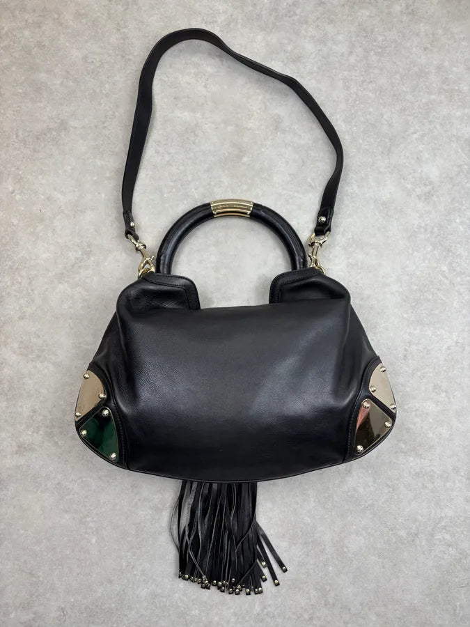 2000s Gucci Black Leather Indy Hobo Shoulder Bag by Frida Giannini CQSvbIb 11