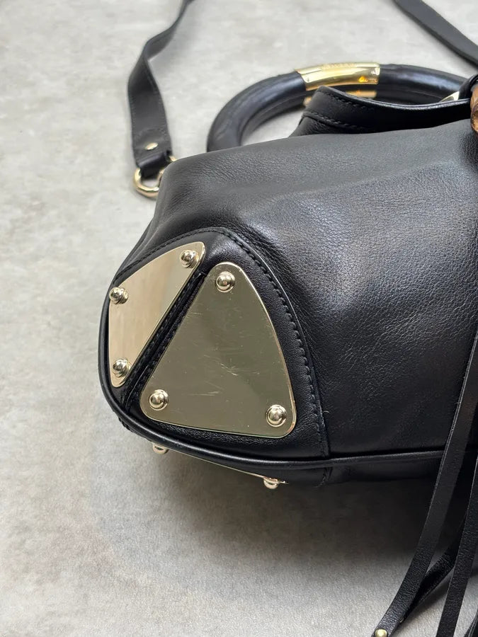 2000s Gucci Black Leather Indy Hobo Shoulder Bag by Frida Giannini CQSvbIb 8