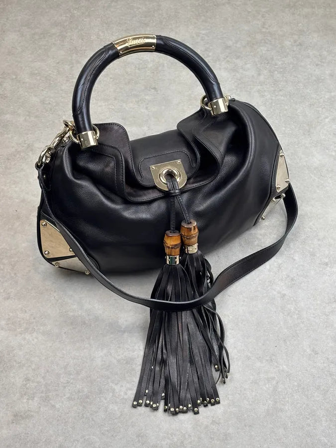 2000s Gucci Black Leather Indy Hobo Shoulder Bag by Frida Giannini CQSvbIb 3