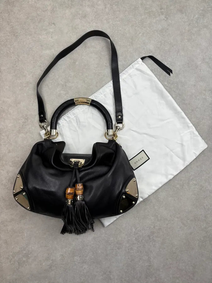 2000s Gucci Black Leather Indy Hobo Shoulder Bag by Frida Giannini CQSvbIb 0
