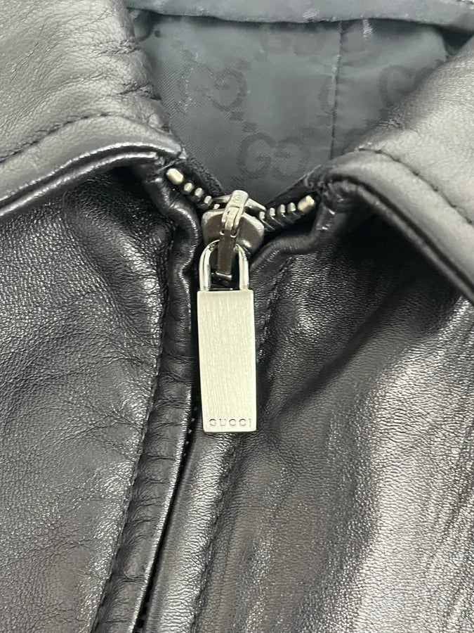 2010s Gucci Premium Black Zip-up Leather Jacket abVQgpB 8