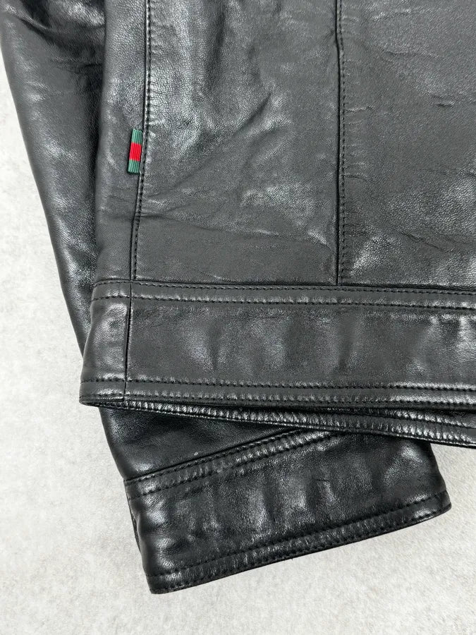 Gucci Black Premium Leather Jacket WfWjNgC 9