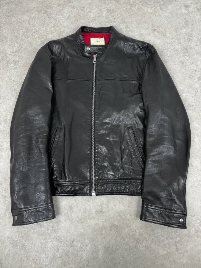 Gucci Black Premium Leather Jacket WfWjNgC 0