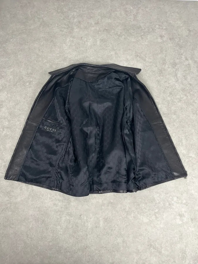 2010s Gucci Premium Black Zip-up Leather Jacket abVQgpB 7