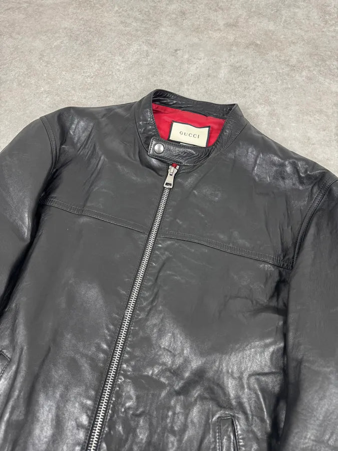 Gucci Black Premium Leather Jacket WfWjNgC 4