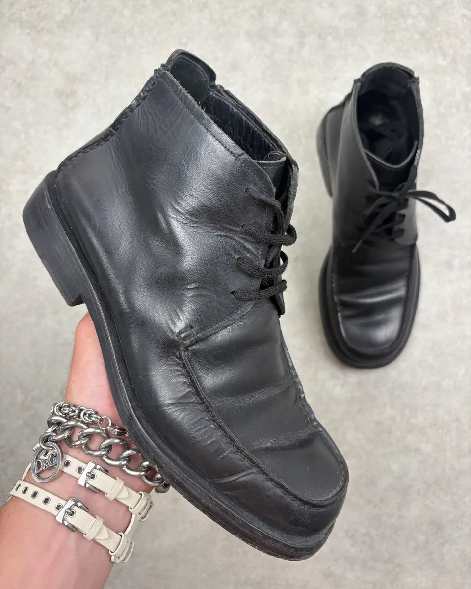Gucci Black Leather Lace-Up Boots dRGzZSx 0