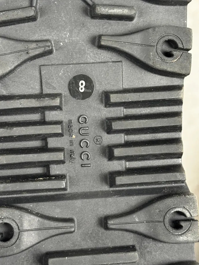 Gucci Black Leather Lace-Up Textured Cuff Boots LiFaGbk 7