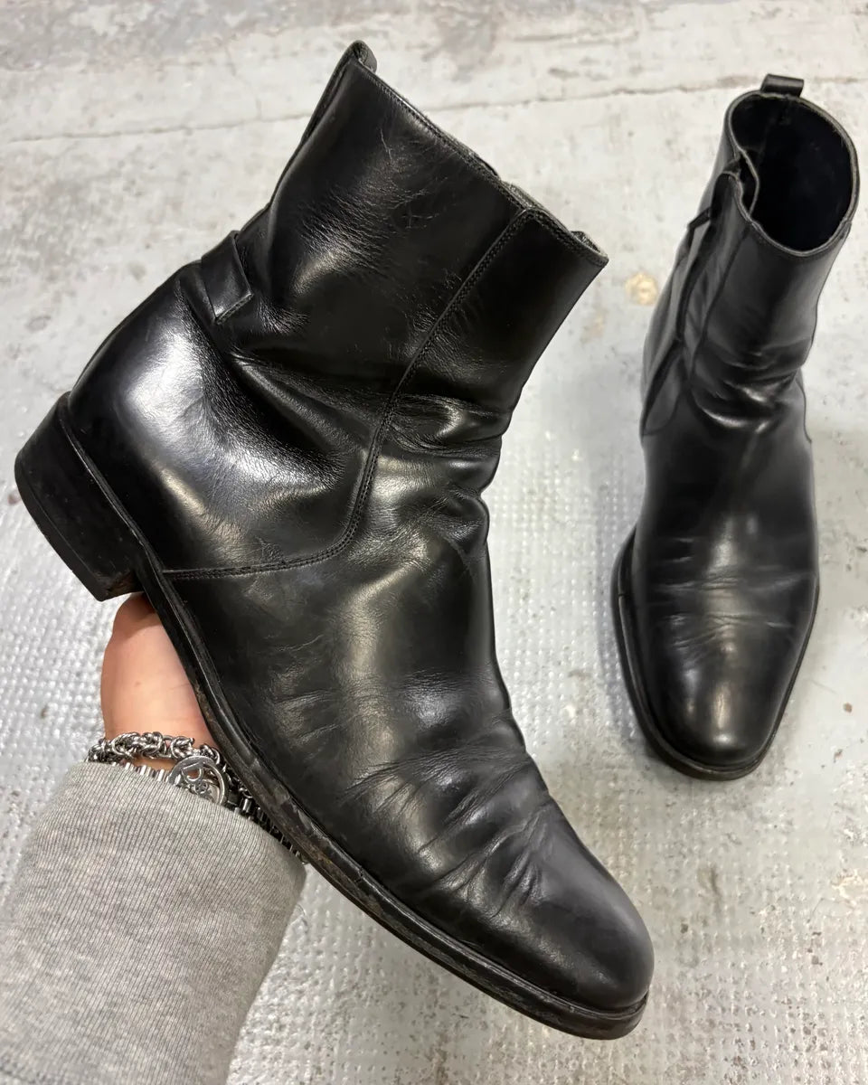 Gucci Black Leather Classy Signature Boots fizZvIl 0
