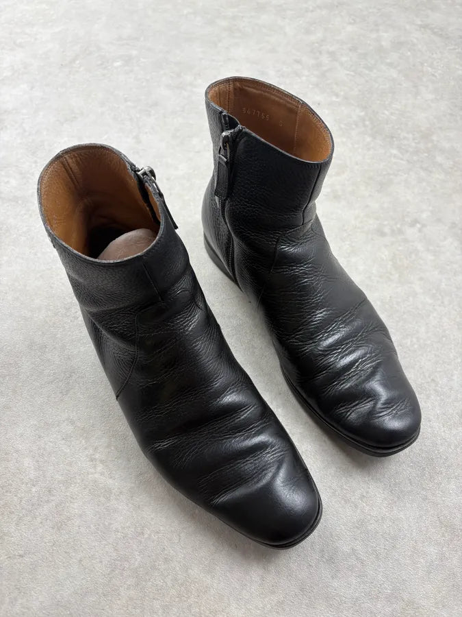 2000s Gucci Black Leather Logo Boots GNDbCTw 3