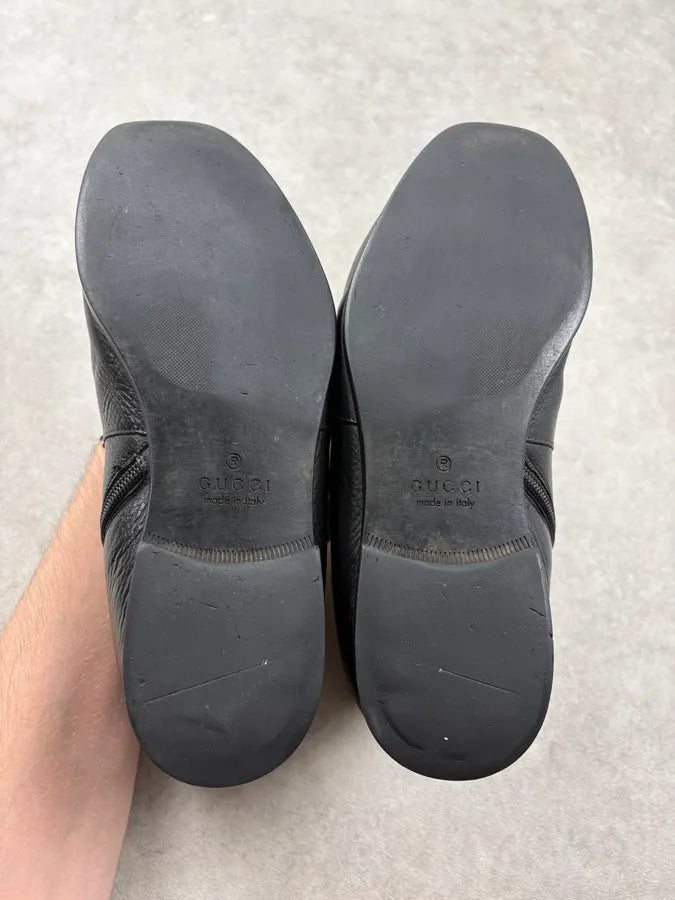 2000s Gucci Black Leather Logo Boots GNDbCTw 8