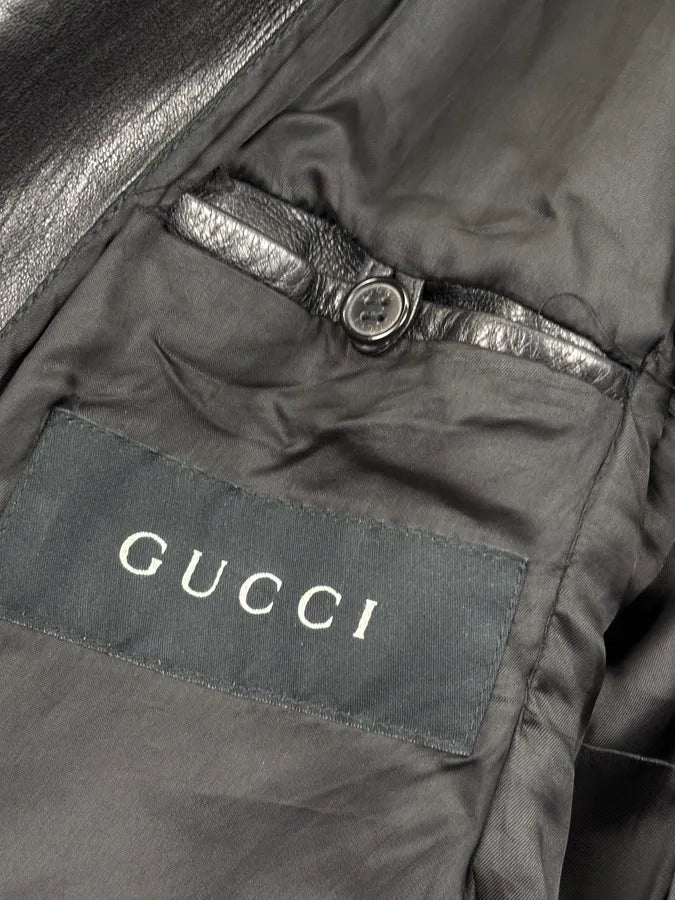 1990s Gucci Black Premium Leather Jacket by Tom Ford jgiHmBc 13
