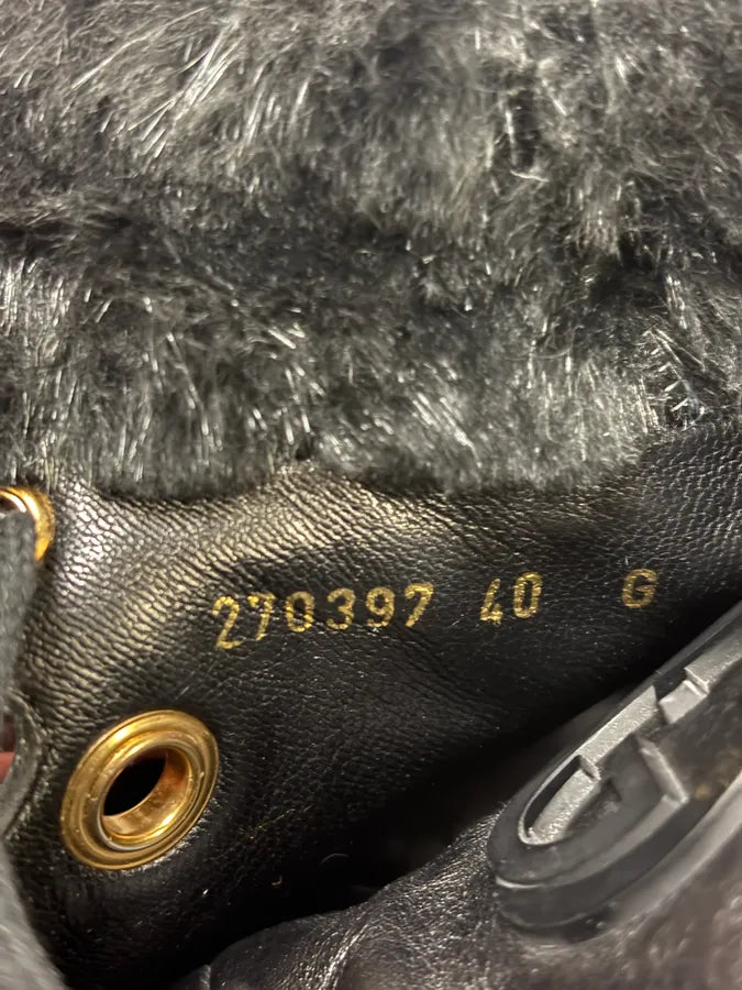2010s Gucci Black Leather Fur Monogram Sneakers gsxDPLY 7