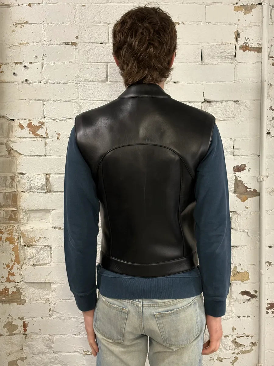 FW2023 Gucci Black Leather Multi Ultra-Zip Vest FUsvxVw 2