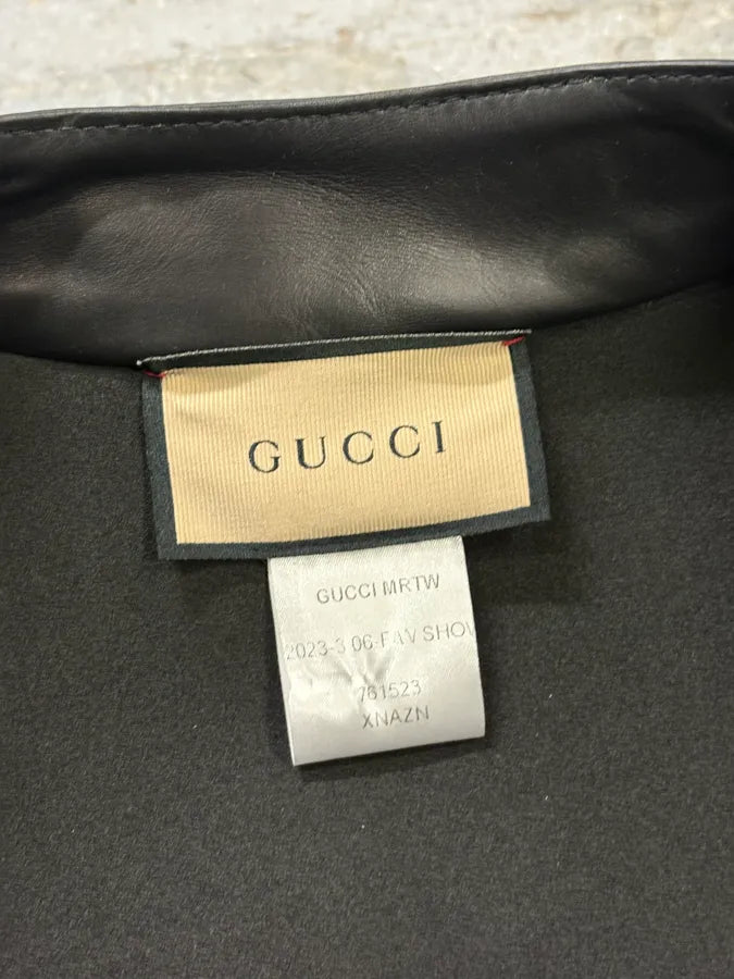 FW2023 Gucci Black Leather Multi Ultra-Zip Vest FUsvxVw 8