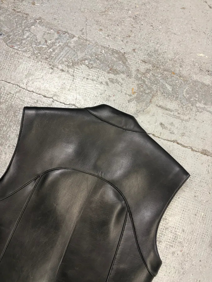 FW2023 Gucci Black Leather Multi Ultra-Zip Vest FUsvxVw 5