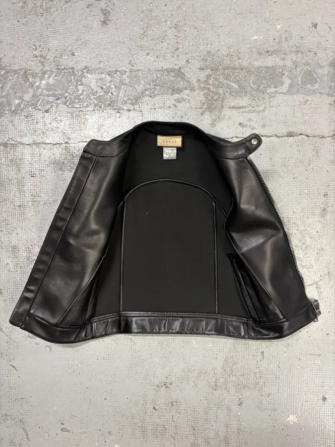 FW2023 Gucci Black Leather Multi Ultra-Zip Vest FUsvxVw 6