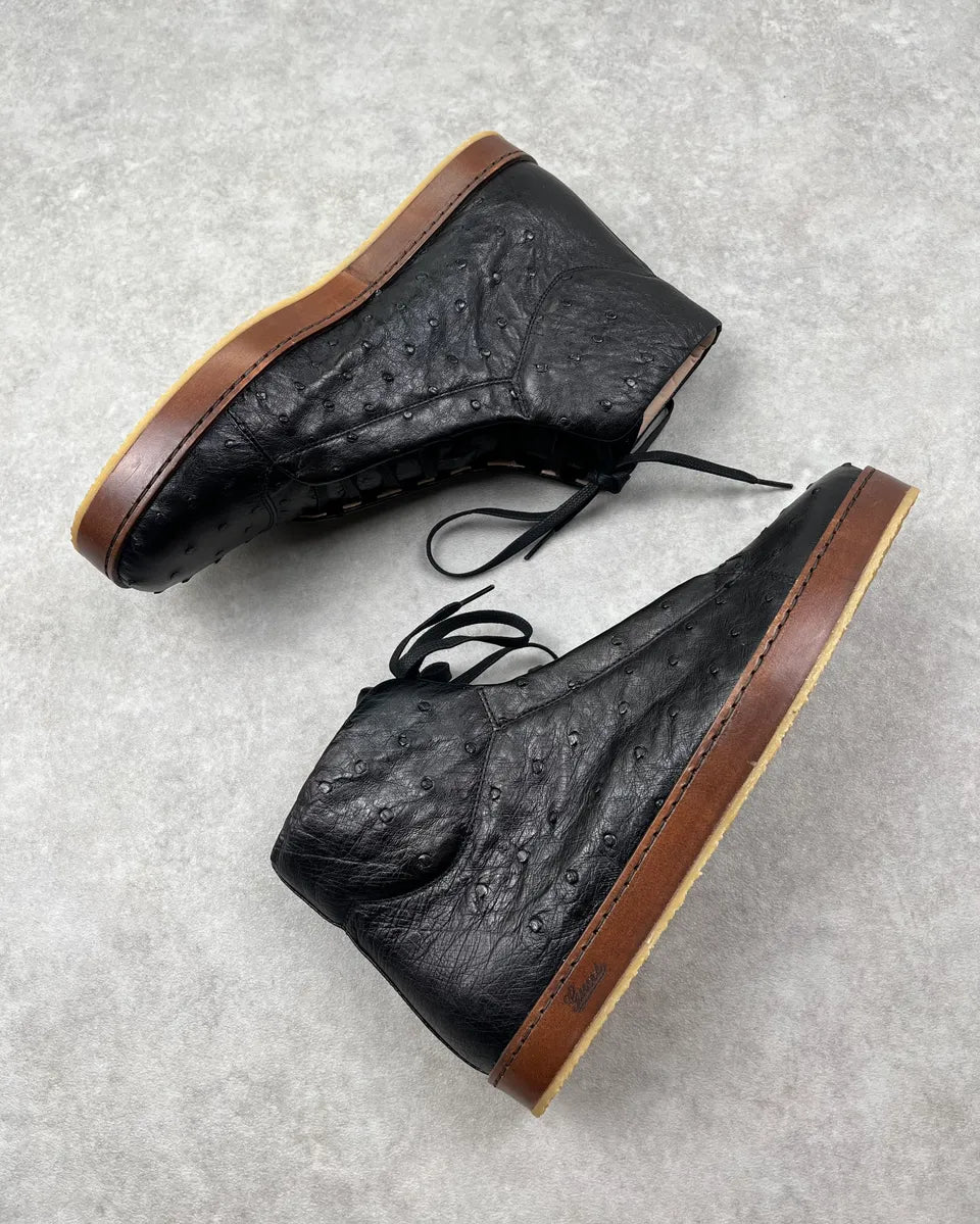 Gucci Black Leather Ostrich Effect High Sneakers FUcyCNE 3