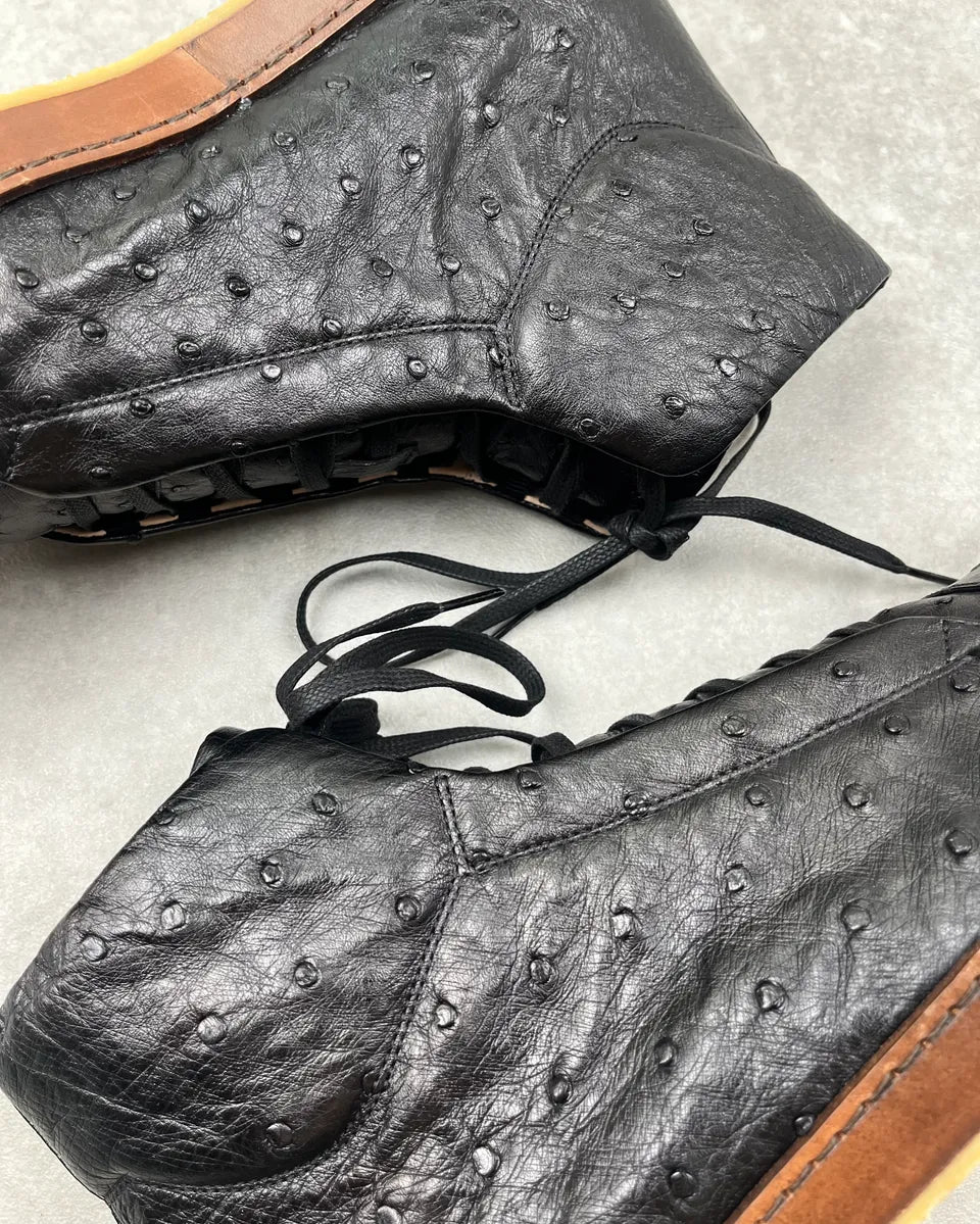 Gucci Black Leather Ostrich Effect High Sneakers FUcyCNE 4