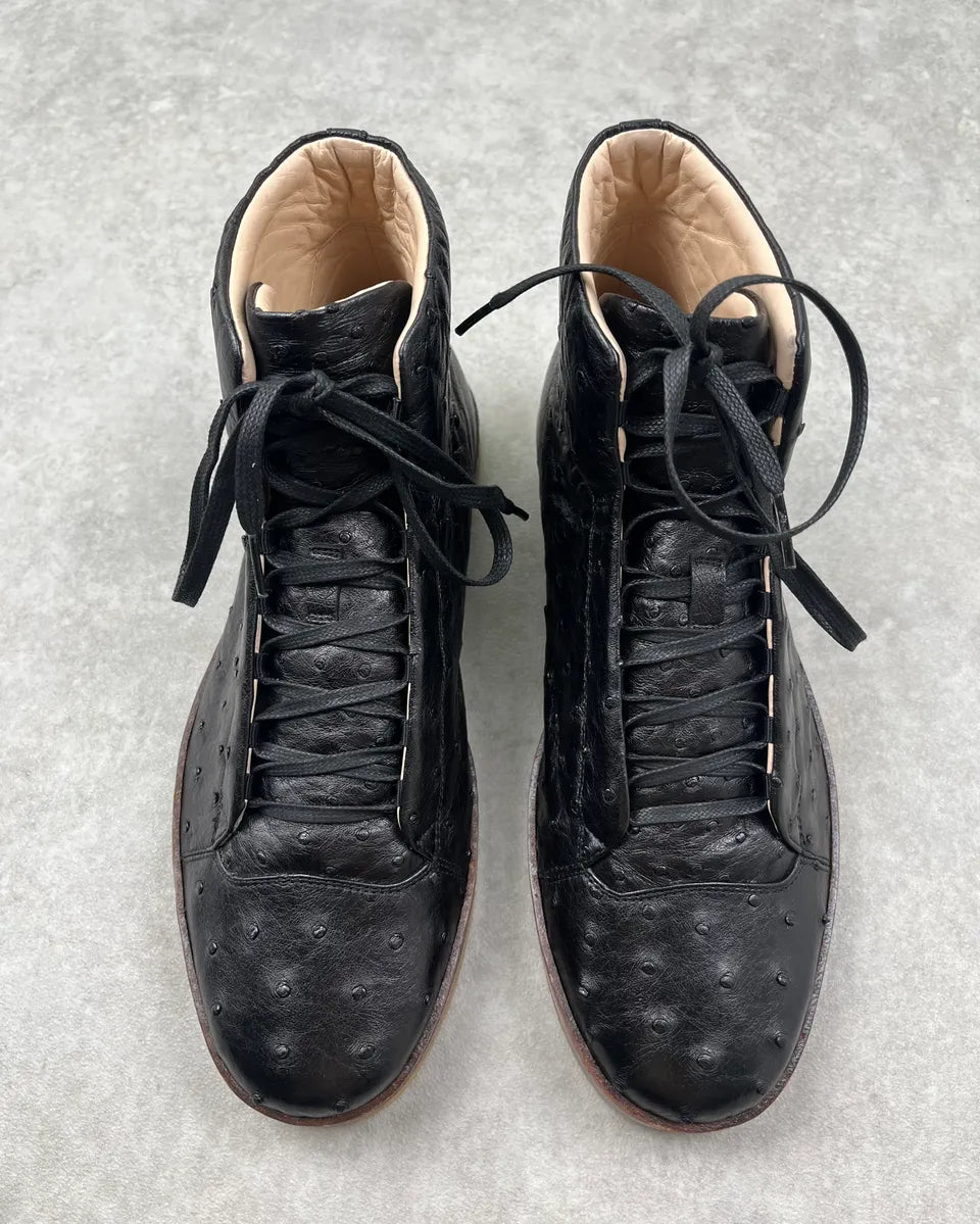 Gucci Black Leather Ostrich Effect High Sneakers FUcyCNE 6