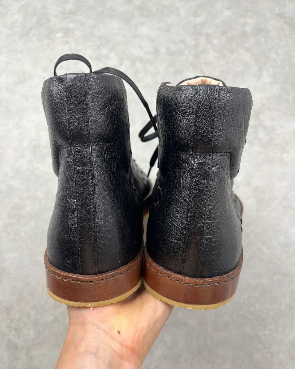 Gucci Black Leather Ostrich Effect High Sneakers FUcyCNE 7