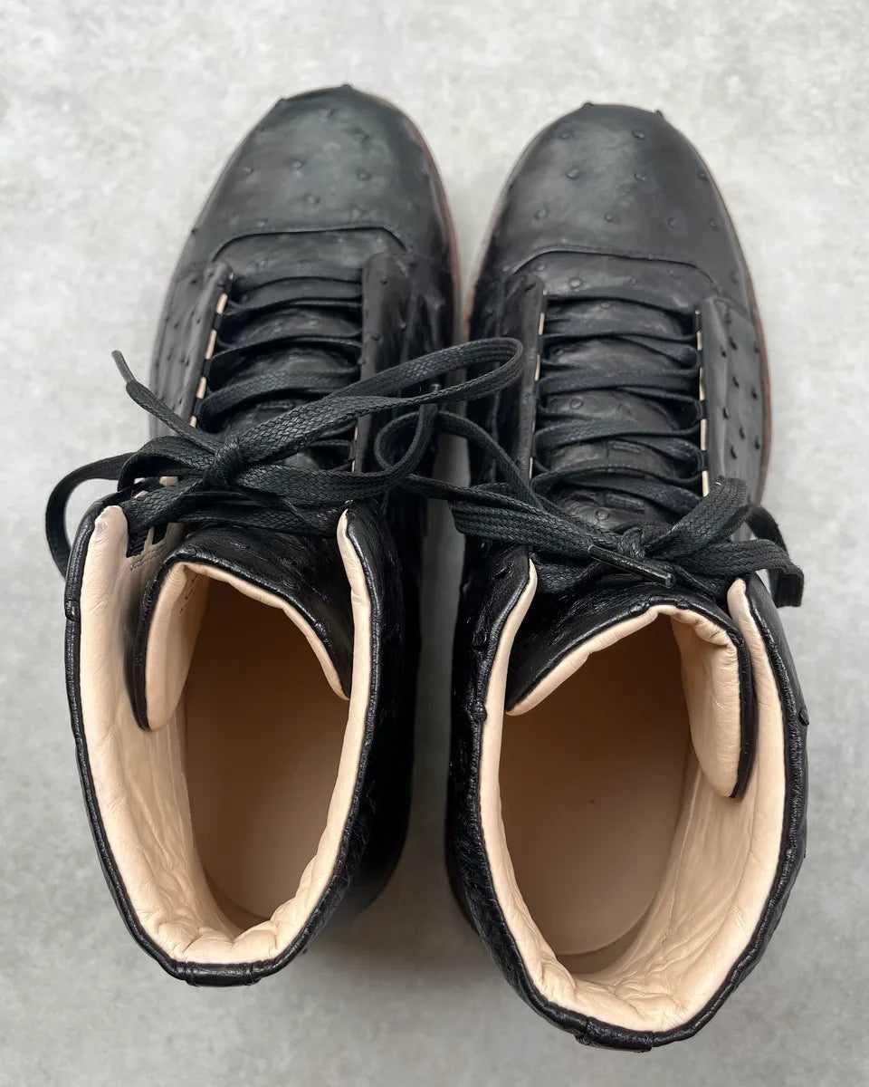 Gucci Black Leather Ostrich Effect High Sneakers FUcyCNE 8