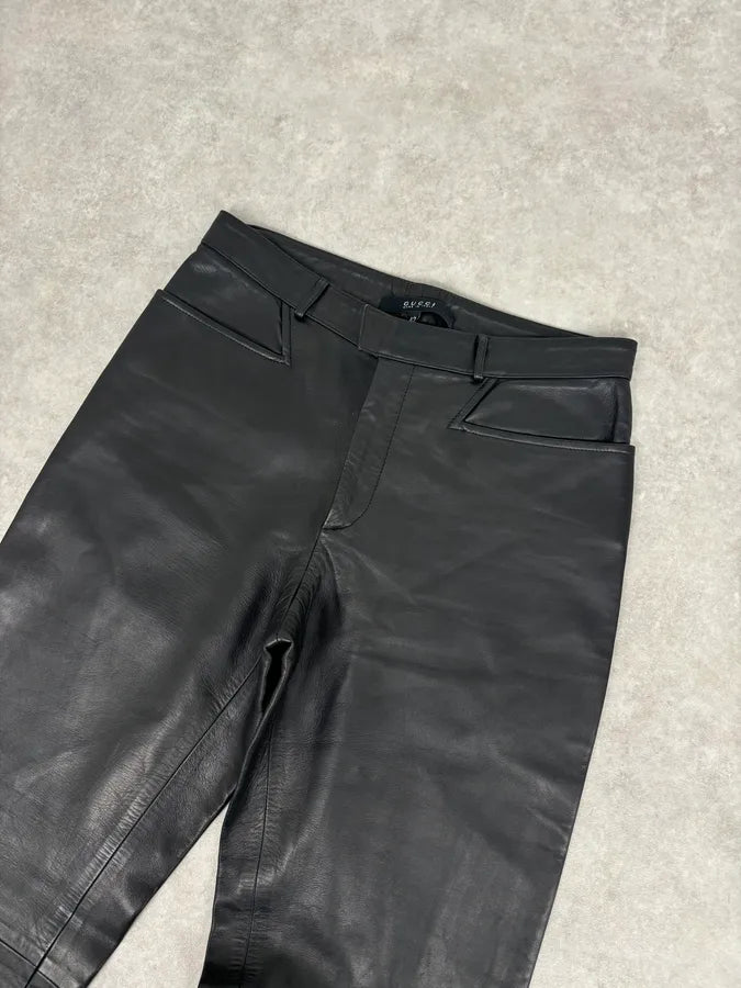 2000s Gucci Black Minimalist Leather Slim Pants by Tom Ford yAmIhWh 4