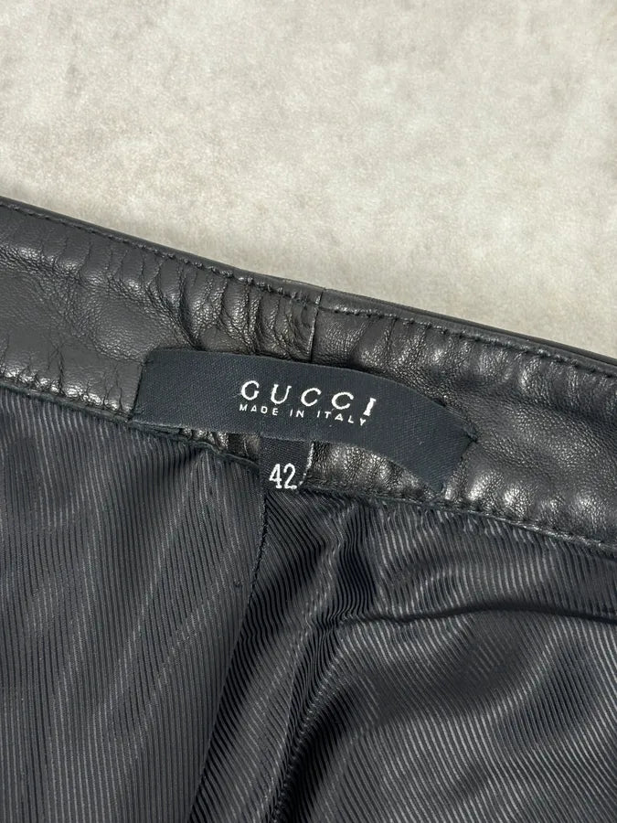2000s Gucci Black Minimalist Leather Slim Pants by Tom Ford yAmIhWh 10