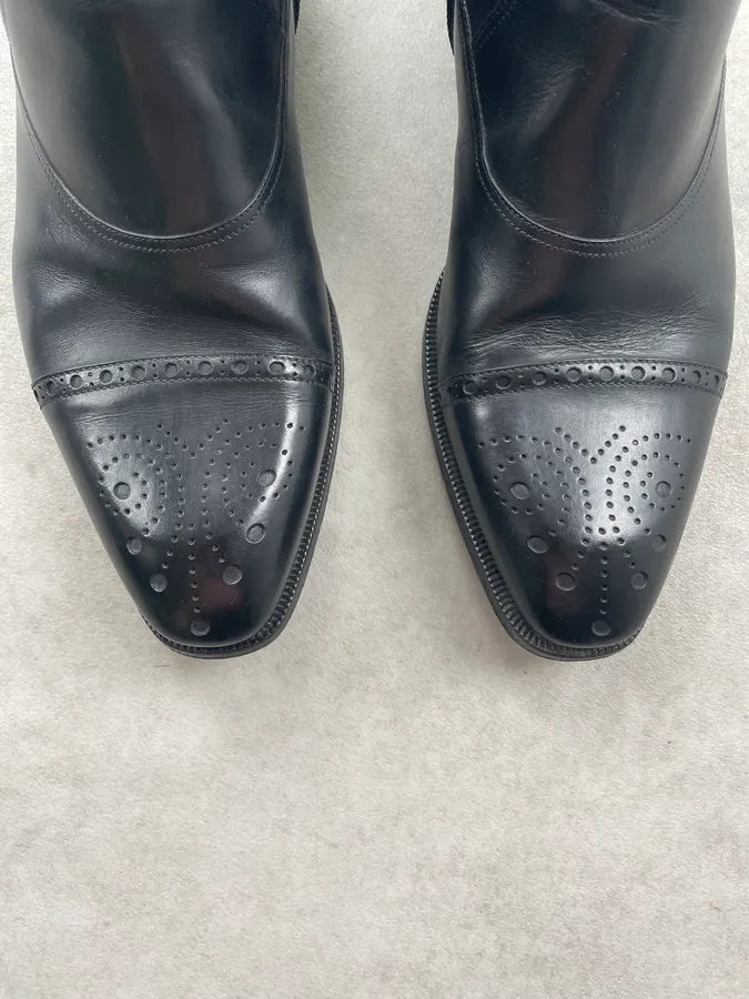 Gucci Black Leather Perforated Brogue Boots jgqeIQT 5