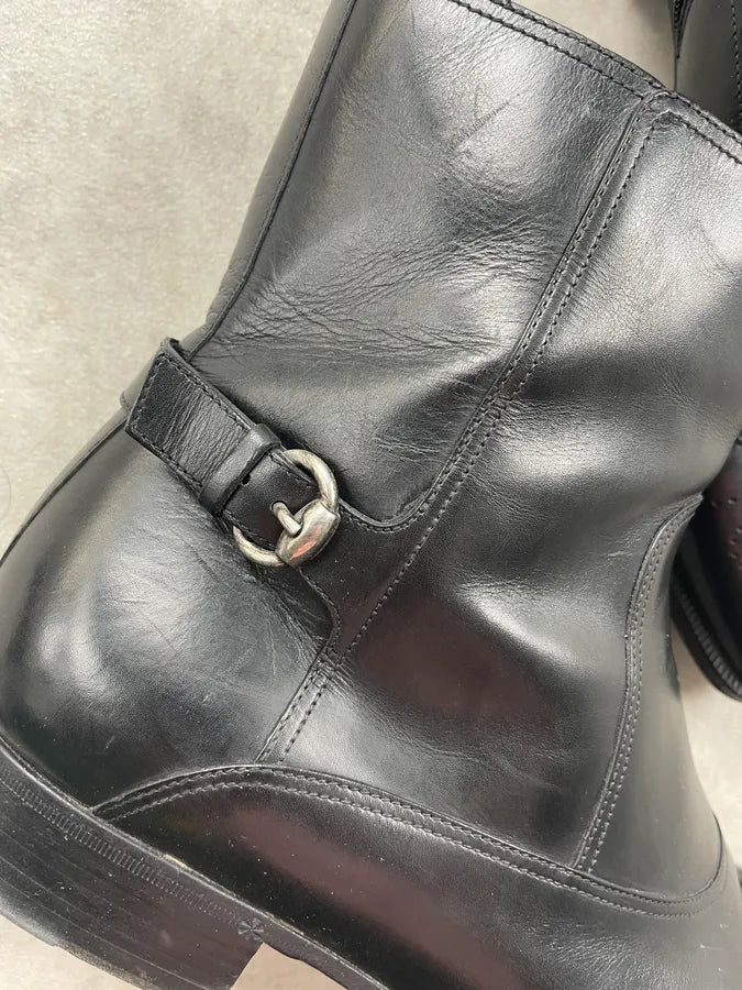 Gucci Black Leather Perforated Brogue Boots jgqeIQT 7