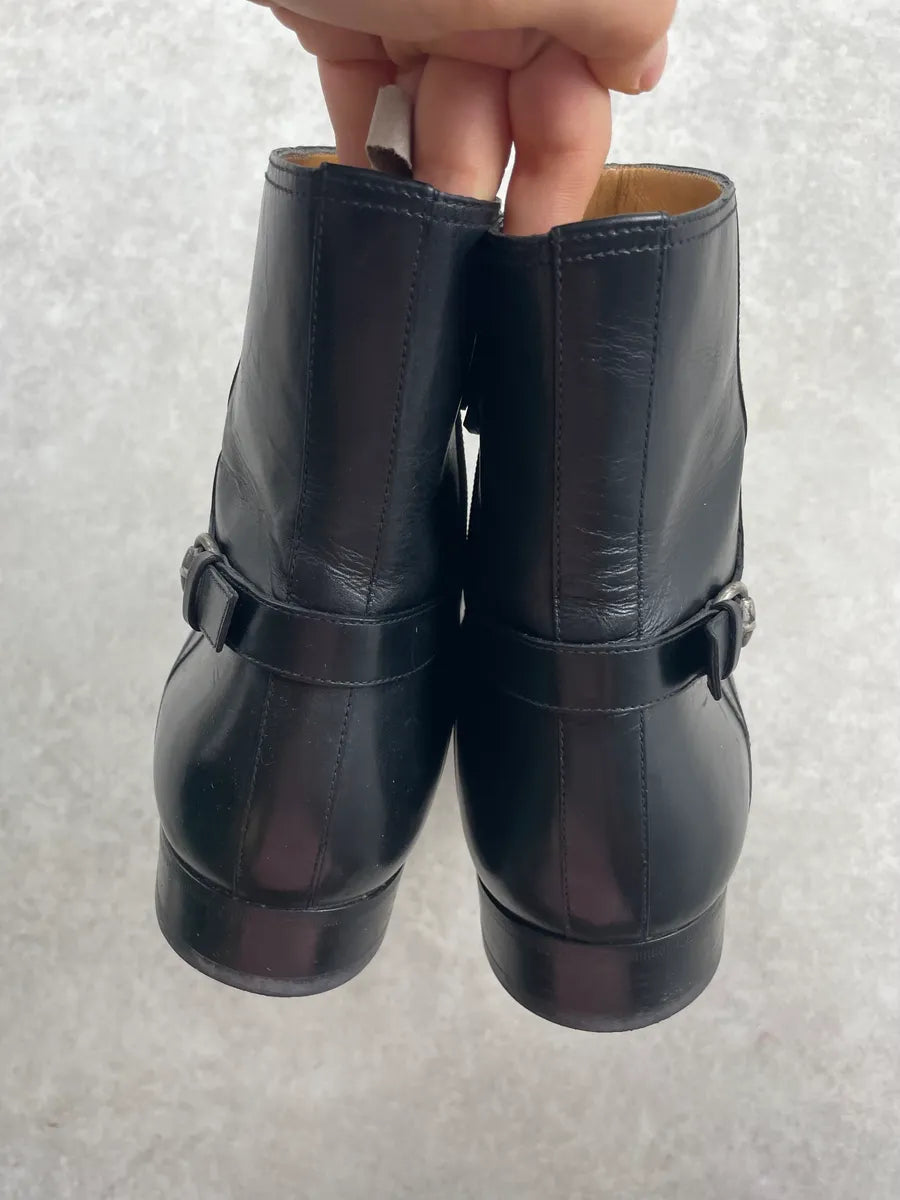 Gucci Black Leather Perforated Brogue Boots jgqeIQT 9