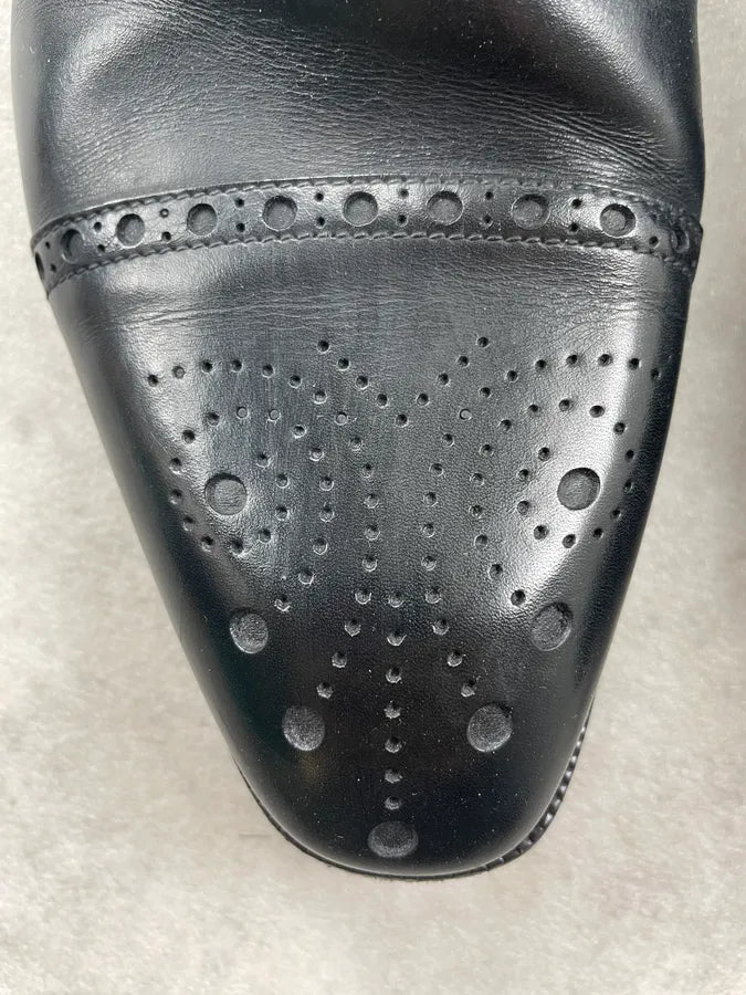 Gucci Black Leather Perforated Brogue Boots jgqeIQT 6