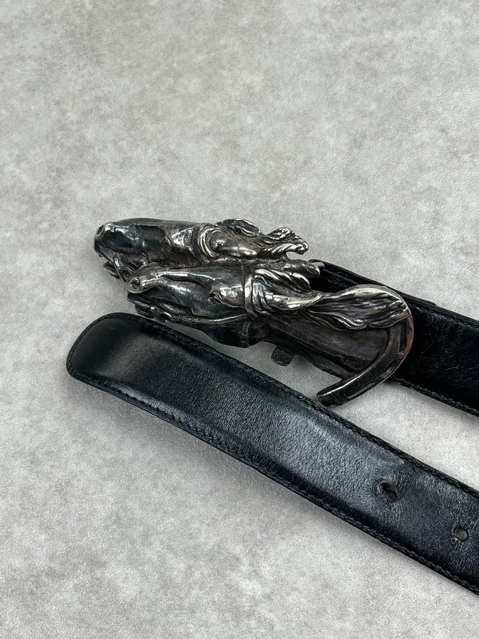 Gucci Black Leather Racing Horses Belt by Tom Ford VSMCZui 3