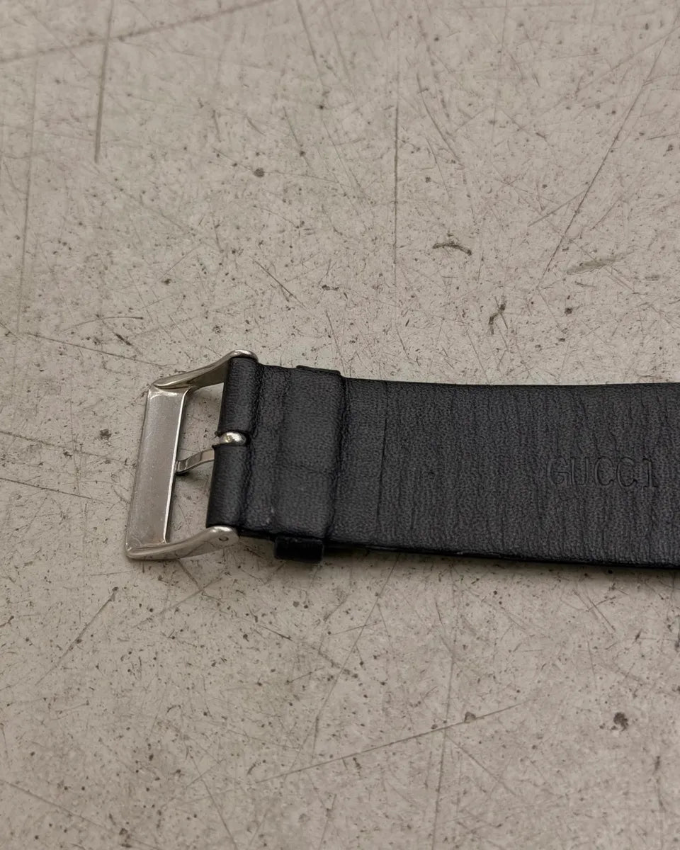 Gucci Black Leather Rectangle Dial Watch AHGLhUL 9