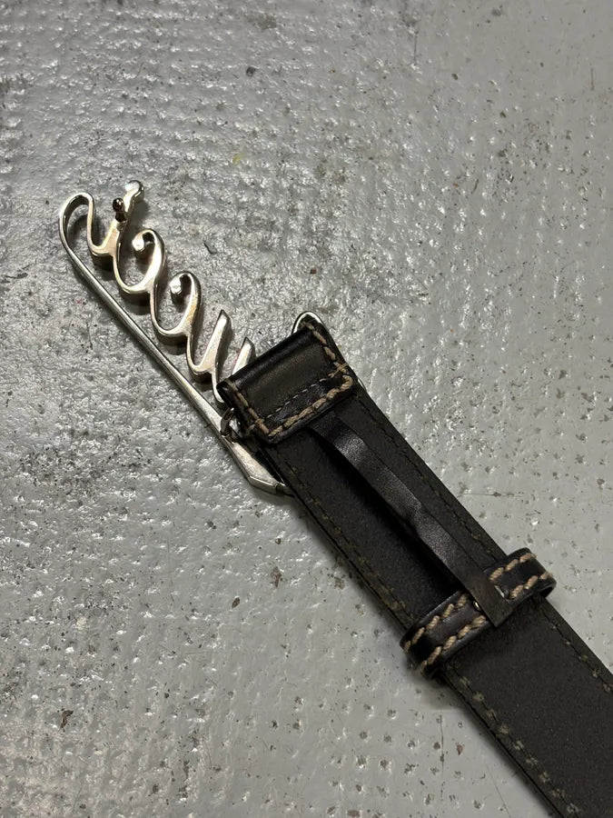 Gucci Black Leather Script Logo Belt fEyUNio 7