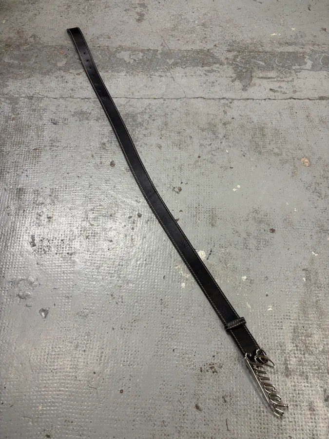 Gucci Black Leather Script Logo Belt fEyUNio 8