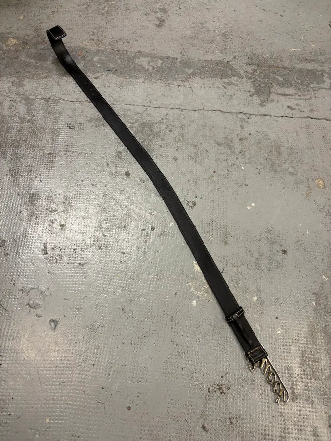 Gucci Black Leather Script Logo Belt fEyUNio 9