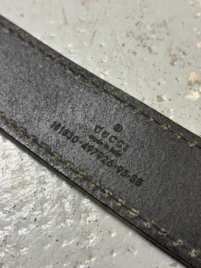 Gucci Black Leather Script Logo Belt fEyUNio 6