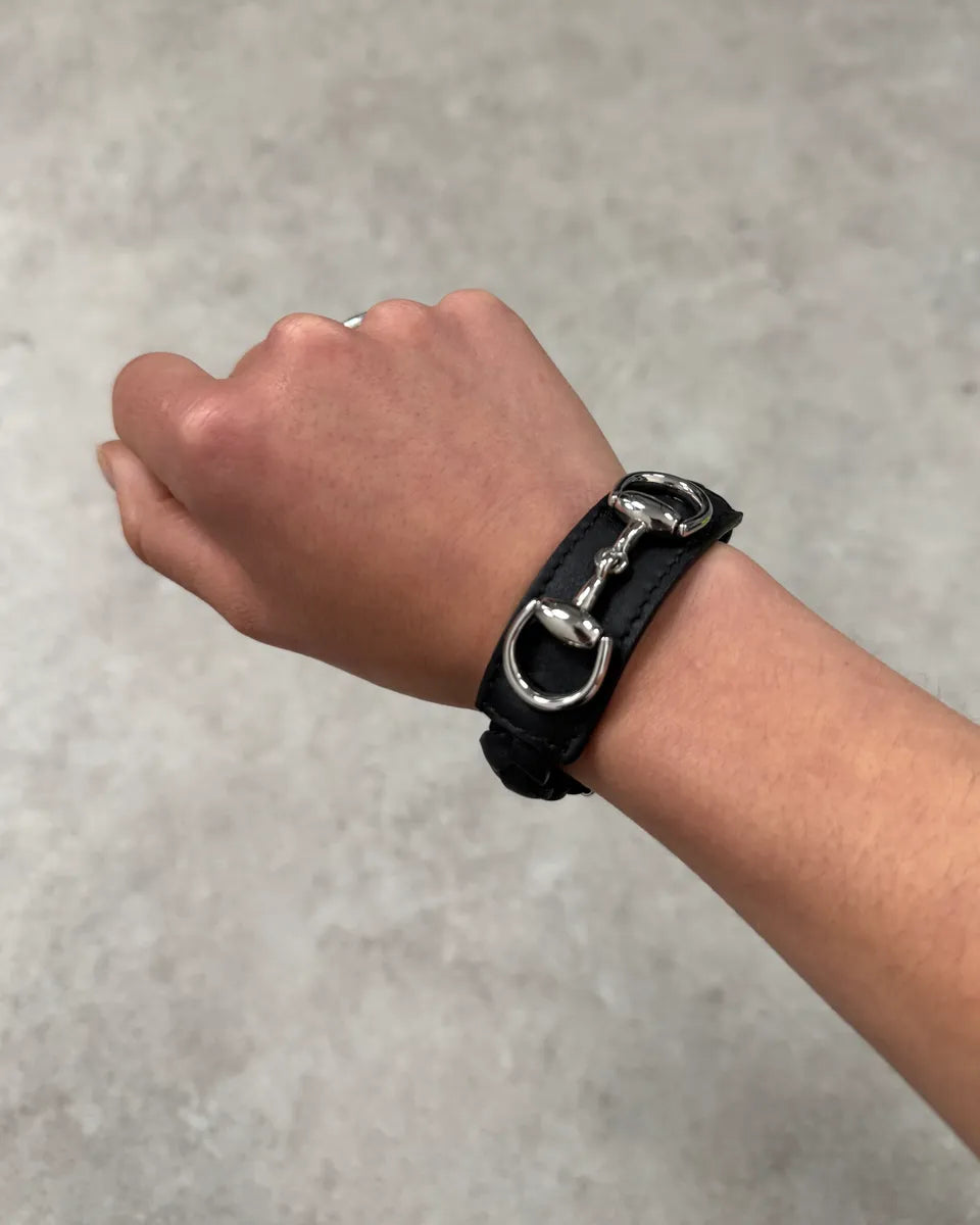 Gucci Black Leather Signature Bracelet RlmGMbR 0