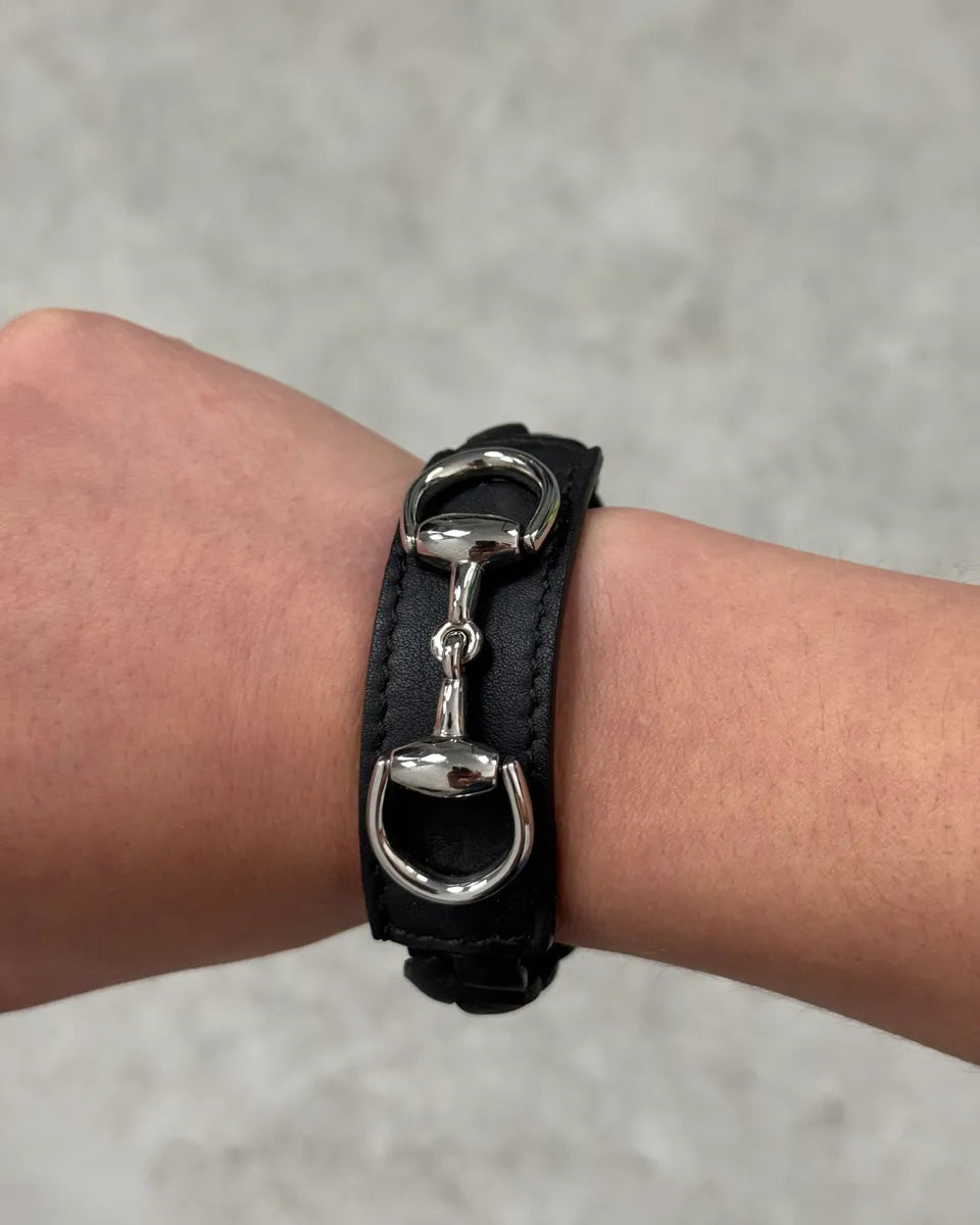 Gucci Black Leather Signature Bracelet RlmGMbR 2