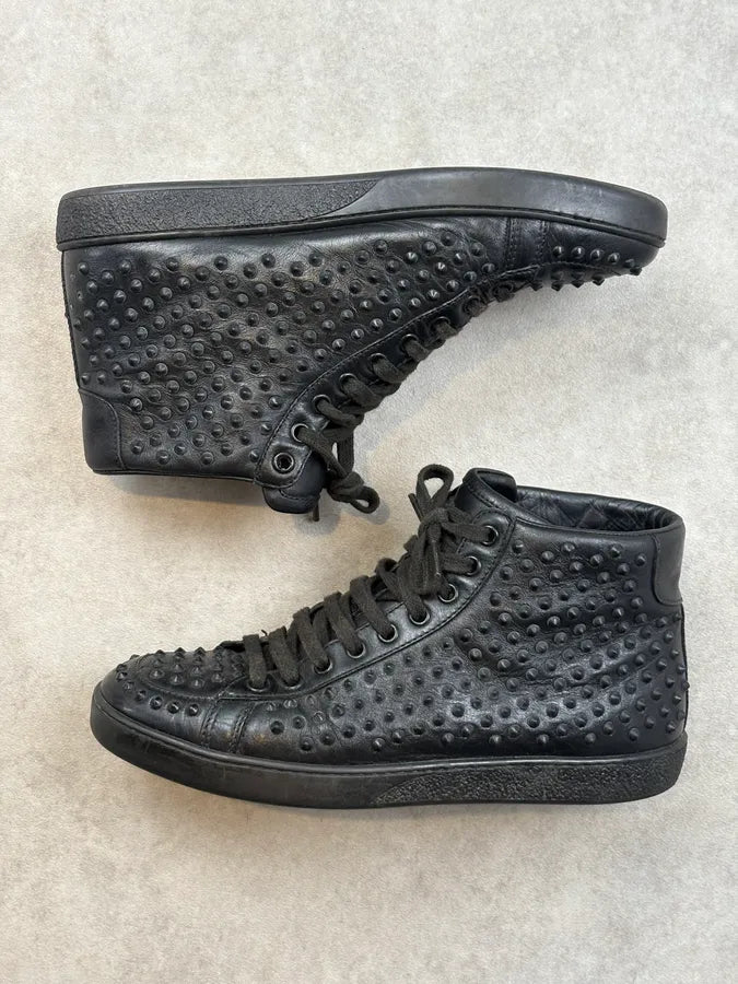Gucci Black Leather Studded Rock High Sneakers rsXeEQi 3